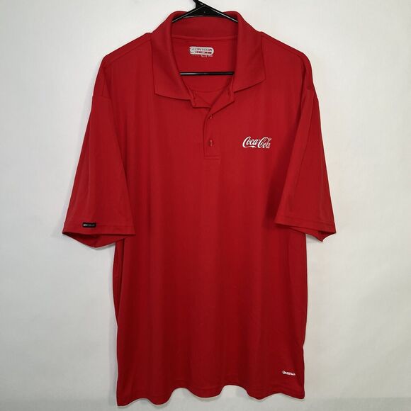 Coca Cola On Tour Web Tech Polo Shirt Mens Size XL Red White Logo Golf Uniform - Picture 1 of 9